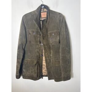 Mens Allen Emonds Dark Green Goat Skin Leather Jacket Sz M